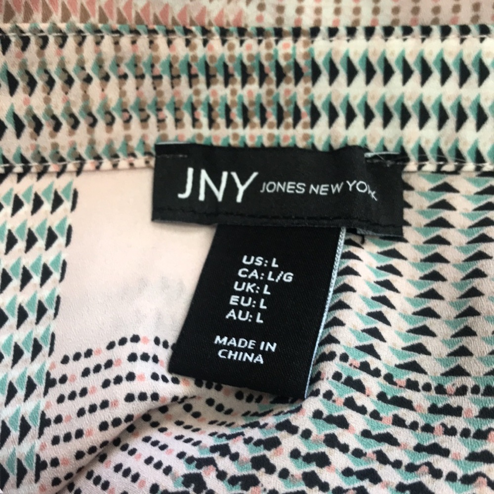 Jones New York - Pink Patterned Dress Button Down Top - Large - Picture 6 of 6